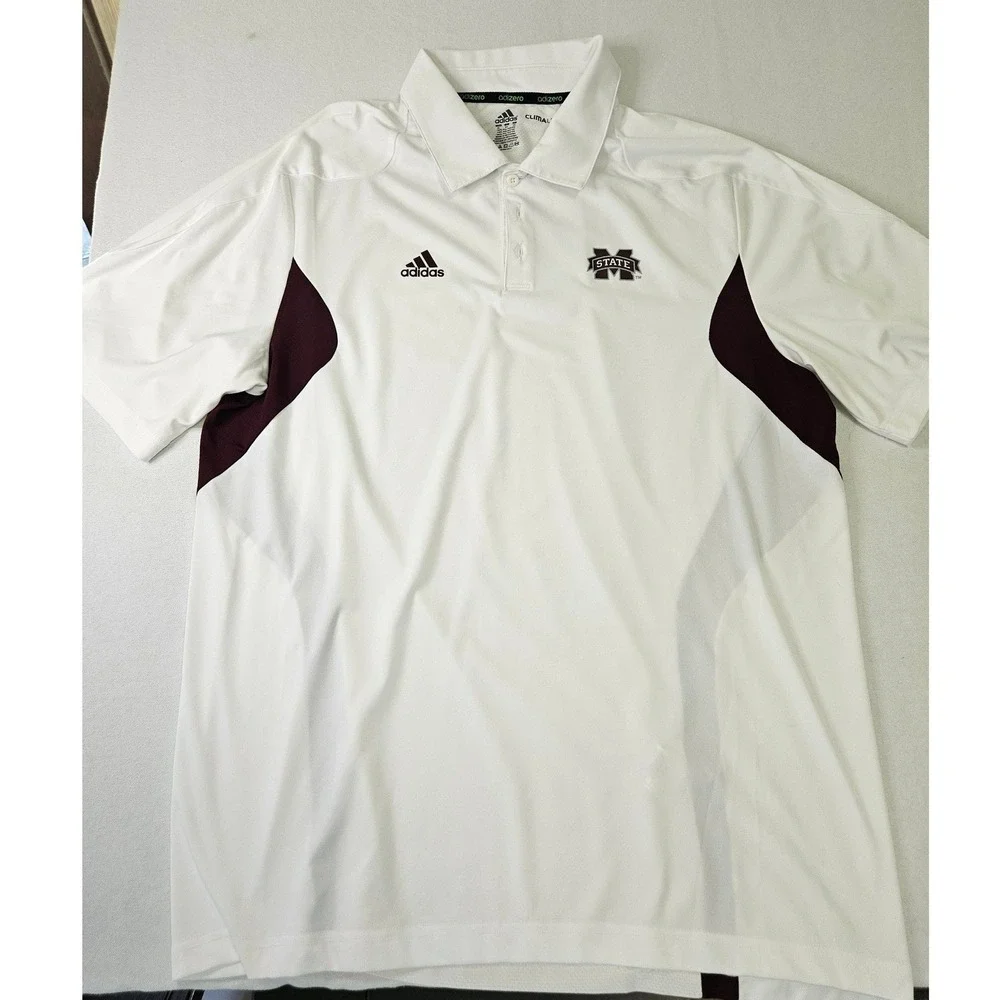 Adidas Mississippi State Bulldogs Polo Mens XL White Climalite Adizero 161903